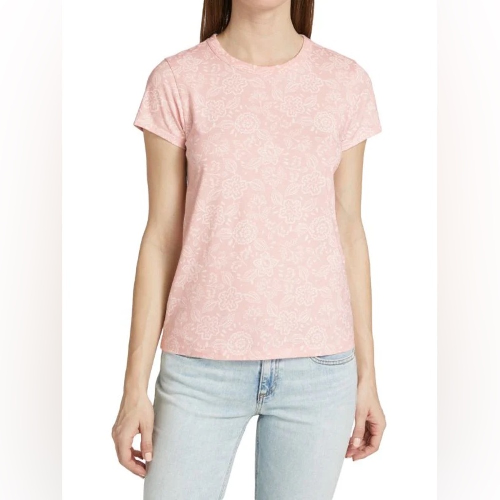 New Rag & Bone Pink Floral Shirt Crew Neck Tee T-shirt Size XS